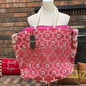 Pink Floral Myra Bag Garden Lattice Carryall Womens Tote Bag